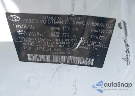 2020 Hyundai Sonata Se из США, поврежденный, VIN 5NPEG4JA6LH036931